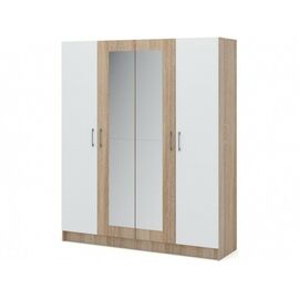 Шкаф «Алена» 4дв с зеркалом, Дуб сонома/Белый | Интернет магазин мебели и декора LifeDekor