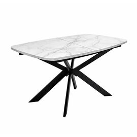 Стол DikLine B140 Мрамор Кристал белый/опоры черные | Интернет магазин мебели и декора LifeDekor