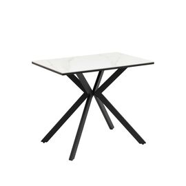 Стол Мармер мини нераскладной 90х60х75 см, столешница SNOW WHITE, подстолье металл черный | Интернет магазин мебели и декора LifeDekor