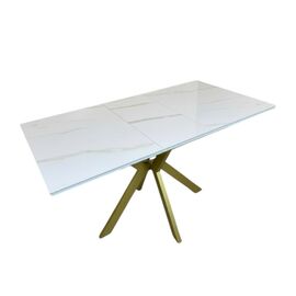 Стол керамический Кондор100-140*70 белый глянец/золото | Интернет магазин мебели и декора LifeDekor