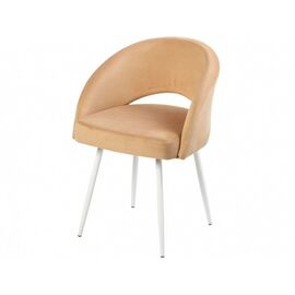 Полукресло МИРЕЛЛА ВЕЛЮР 13 КАРАМЕЛЬ, Каркас ГРЭЙС МЕТАЛЛ, Белый глянец | Интернет магазин мебели и декора LifeDekor