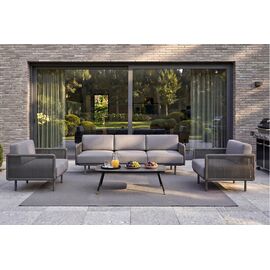 "Джелло" лаунж-зона 5-местная плетеная из роупа (веревки), каркас алюминиевый темно-серый, роуп темно-серый | Интернет магазин мебели и декора LifeDekor