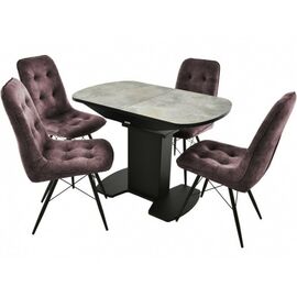 Обеденная группа (Стол Корсика Мрамор светлый и 4 Бордо Милано 09), черный | Интернет магазин мебели и декора LifeDekor
