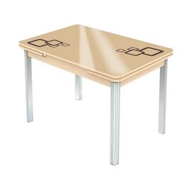 Стол «Пекин» Квадро исп.1, стекло Молочный/каркас Дуб выбеленный, хром | Интернет магазин мебели и декора LifeDekor