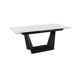 Стол обеденный раскладной T7055 Bruno (1800-2250x900x760) Ceramic (серая глянцевая керамика/черный матовый) | Интернет магазин мебели и декора LifeDekor