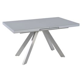 Стол обеденный раскладной T-910 (1400-1800x850x760) Light Grey (серое матовое стекло/серый лак) | Интернет магазин мебели и декора LifeDekor