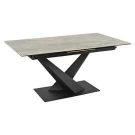 Стол обеденный раскладной T7451 Plazza-II (1600-2000х900х760) Ceramic (темно-серая керамика/черный матовый) | Интернет магазин мебели и декора LifeDekor