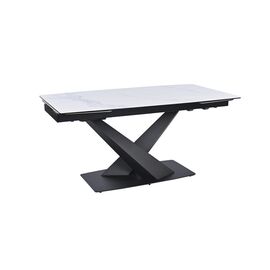 Обеденный раскладной стол T7451C Plazza (1600-2400x900x760) Carrara/Black | Интернет магазин мебели и декора LifeDekor