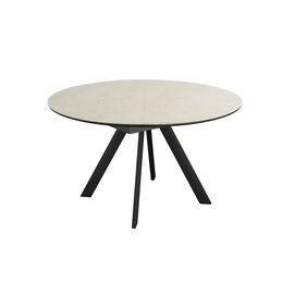 Стол DikLine SKC120 d1200 Керамика Krater Perla (бежевый матовый)/подстолье черное/опоры черные | Интернет магазин мебели и декора LifeDekor