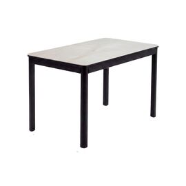 Стол DikLine DKQ120 Керамика белый Icelandic white jade (Ostra Bianco Light)/подстолье черное/опоры черные | Интернет магазин мебели и декора LifeDekor