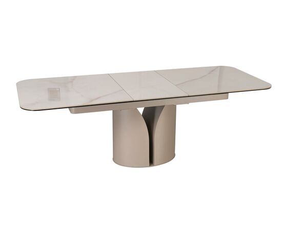 Стол обеденный DikLine CZ401 керамика Calacata Picasso White глянец, опоры металл  матовые бежевые (2 уп), изображение 4 | Интернет магазин мебели и декора LifeDekor