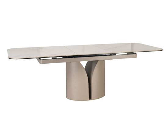 Стол обеденный DikLine CZ401 керамика Calacata Picasso White глянец, опоры металл  матовые бежевые (2 уп), изображение 3 | Интернет магазин мебели и декора LifeDekor