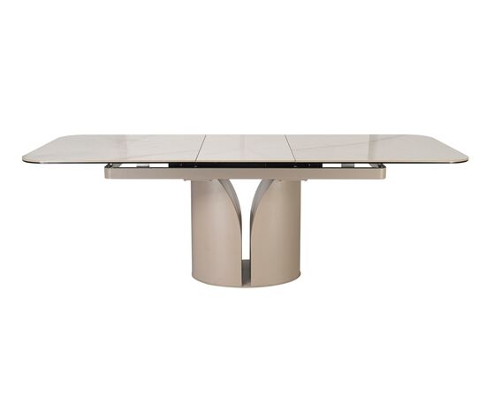 Стол обеденный DikLine CZ401 керамика Calacata Picasso White глянец, опоры металл  матовые бежевые (2 уп), изображение 2 | Интернет магазин мебели и декора LifeDekor