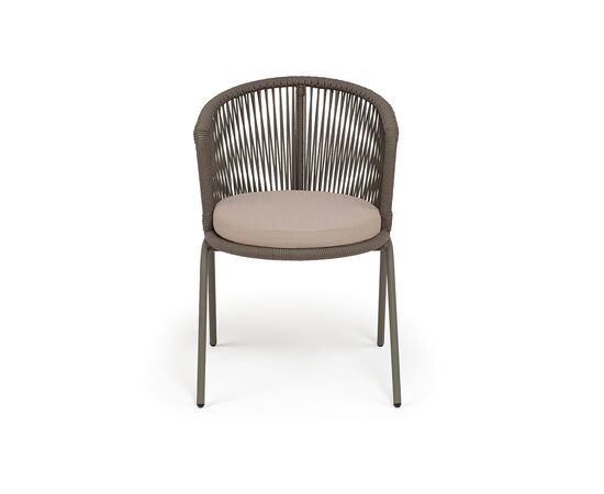 "Люксембург" стул плетеный из роупа, каркас из стали бежево-серый (RAL7006) муар, роуп коричневый круглый, ткань Mossle бежевая, изображение 2 | Интернет магазин мебели и декора LifeDekor