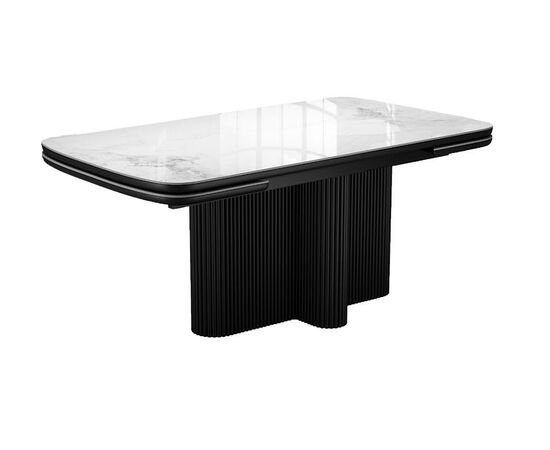 Стол DikLine DKO140 Керамика Platinum ART (белый глянец)/подстолье черное/опоры черные (2 уп.) | Интернет магазин мебели и декора LifeDekor