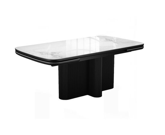 Стол DikLine DKO160 Керамика Platinum ART (белый глянец)/подстолье черное/опоры черные (2 уп.) | Интернет магазин мебели и декора LifeDekor