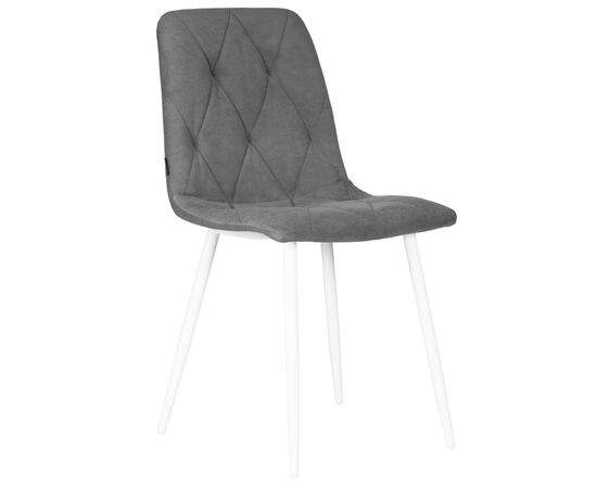 Набор 4 шт Стул обеденный DOBRIN CHILLY ROMBO, Серый Simple 33, основание белый, Вариант: Серый Simple 33, основание белый, изображение 2 | Интернет магазин мебели и декора LifeDekor