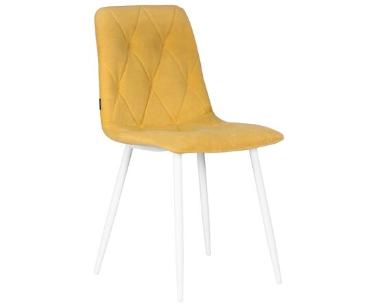 Стул обеденный DOBRIN CHILLY ROMBO, Горчичный Simple 15, основание белый, Вариант: Горчичный Simple 15, основание белый | Интернет магазин мебели и декора LifeDekor