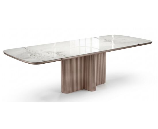 Стол DikLine DKO140 Керамика Platinum ART (белый глянец)/подстолье капучино/опоры капучино (2 уп.), изображение 3 | Интернет магазин мебели и декора LifeDekor