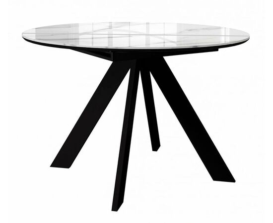 Стол DikLine SKC110 d1100 Керамика Carrara Gloss (мрамор глянец белый)/подстолье черное/опоры черные | Интернет магазин мебели и декора LifeDekor