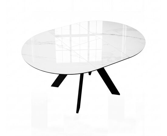 Стол DikLine SKC110 d1100 Керамика Carrara Gloss (мрамор глянец белый)/подстолье черное/опоры черные, изображение 2 | Интернет магазин мебели и декора LifeDekor