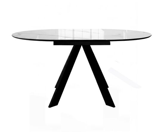 Стол DikLine SKC110 d1100 Керамика Carrara Gloss (мрамор глянец белый)/подстолье черное/опоры черные, изображение 3 | Интернет магазин мебели и декора LifeDekor