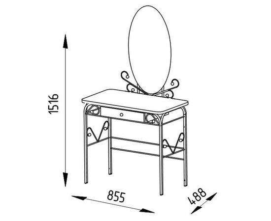 Стол дамский МК-8 с ящиком, ММД303, Белый, изображение 8 | Интернет магазин мебели и декора LifeDekor