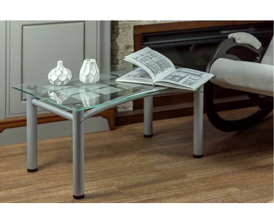 Стол журнальный Робер 3М металлик/прозрачное | Интернет магазин мебели и декора LifeDekor
