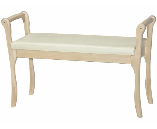 Скамья для прихожей с подлокотниками мягкая, экокожа крем, каркас лак | Интернет магазин мебели и декора LifeDekor