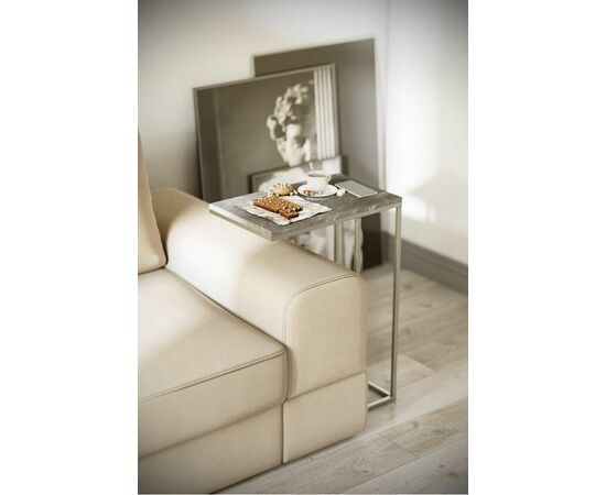 Стол придиванный Агами серый мрамор/хром | Интернет магазин мебели и декора LifeDekor