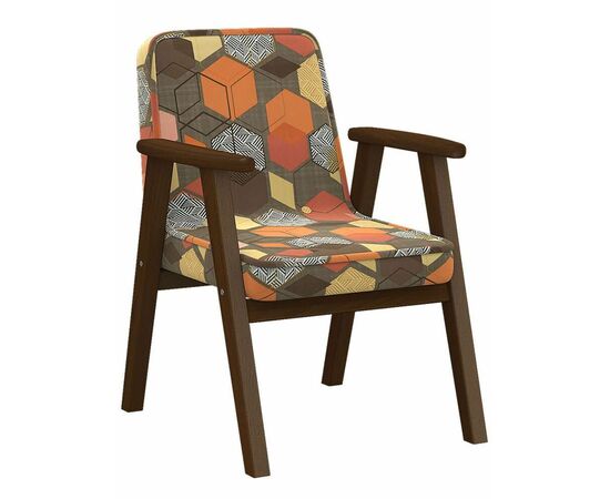 Кресло Ретро ткань геометрия коричневый, каркас орех | Интернет магазин мебели и декора LifeDekor