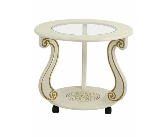 Стол журнальный Грация (С) на колесах слоновая кость/золото | Интернет магазин мебели и декора LifeDekor