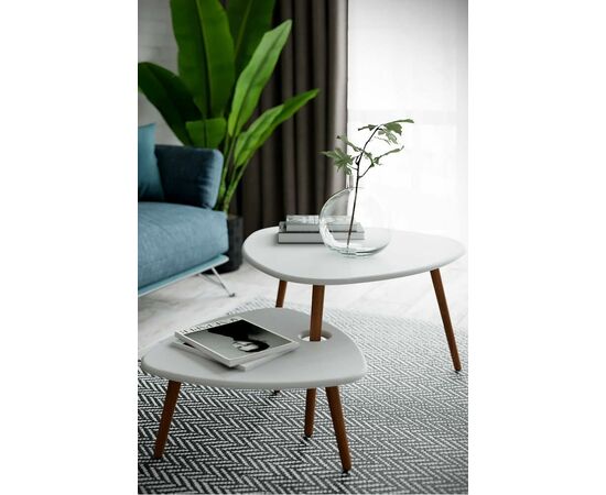 Стол журнальный Стилгрей белый/дуб светлый | Интернет магазин мебели и декора LifeDekor