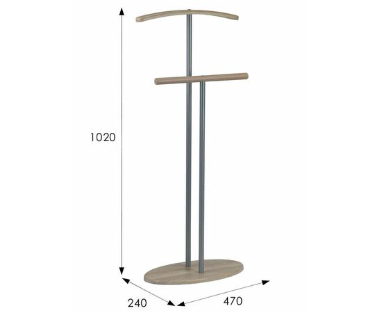 Вешалка костюмная Дэви 2 металлик/дуб сонома | Интернет магазин мебели и декора LifeDekor