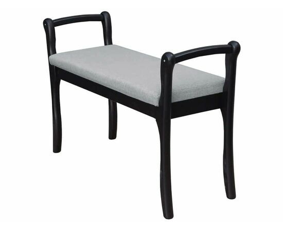 Скамья для прихожей с подлокотниками мягкая, ткань серый, каркас венге | Интернет магазин мебели и декора LifeDekor