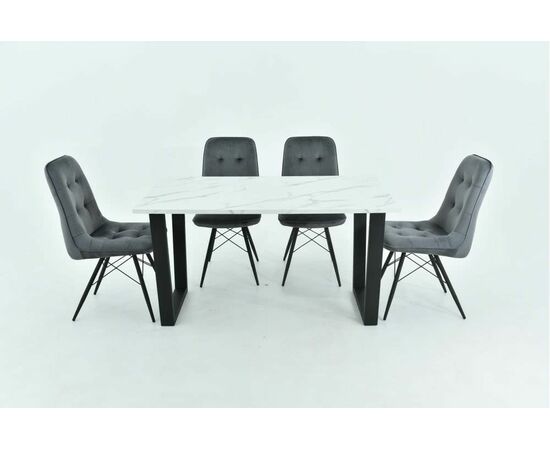 Стол Родос, Черный матовый Муар/Камень белый, изображение 8 | Интернет магазин мебели и декора LifeDekor