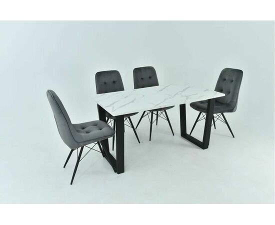 Стол Родос, Черный матовый Муар/Камень белый, изображение 7 | Интернет магазин мебели и декора LifeDekor