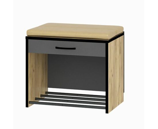 Прихожая Ольга-лофт 5.1 Тумба мини, Экокожа, Дуб крафт золотой/Темно-серый | Интернет магазин мебели и декора LifeDekor