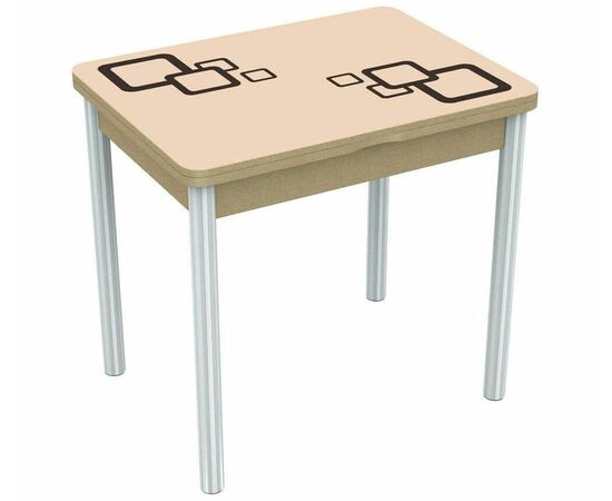 Стол Бари мини квадро, Дуб выбеленный/Стекло молочный/Рисунок коричневый | Интернет магазин мебели и декора LifeDekor