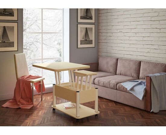 Стол-трансформер Дебют 3, Венге светлый/Ножки белые, изображение 10 | Интернет магазин мебели и декора LifeDekor