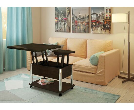 Стол-трансформер Дебют 3, Венге темный/Ножки хром, изображение 5 | Интернет магазин мебели и декора LifeDekor