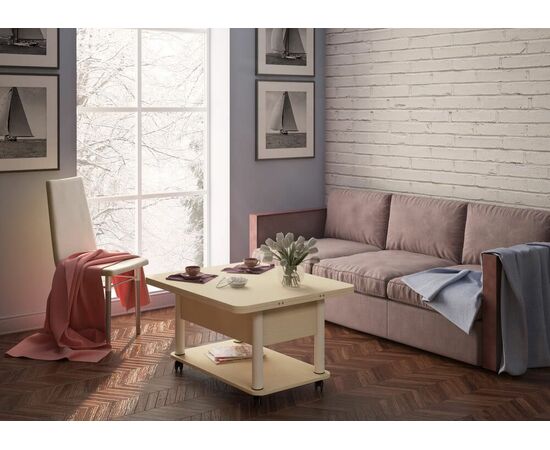 Стол-трансформер Дебют 3, Венге светлый/Ножки белые, изображение 7 | Интернет магазин мебели и декора LifeDekor