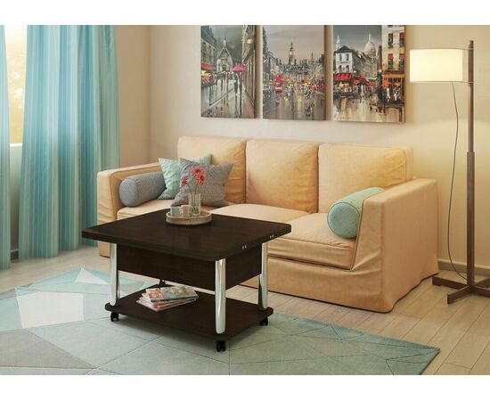 Стол-трансформер Дебют 3, Венге темный/Ножки хром, изображение 8 | Интернет магазин мебели и декора LifeDekor