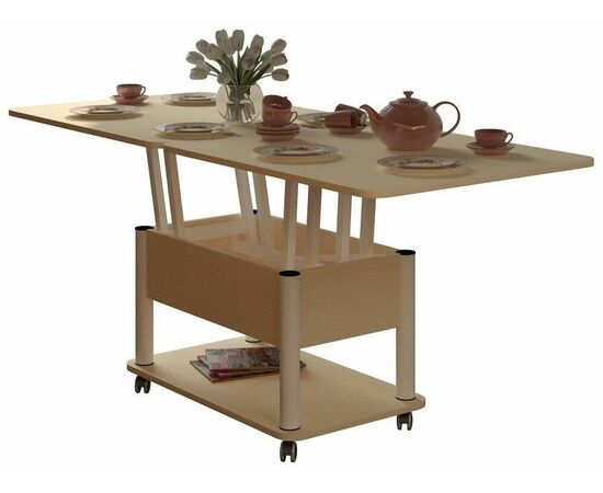 Стол-трансформер Дебют 3, Венге светлый/Ножки белые | Интернет магазин мебели и декора LifeDekor