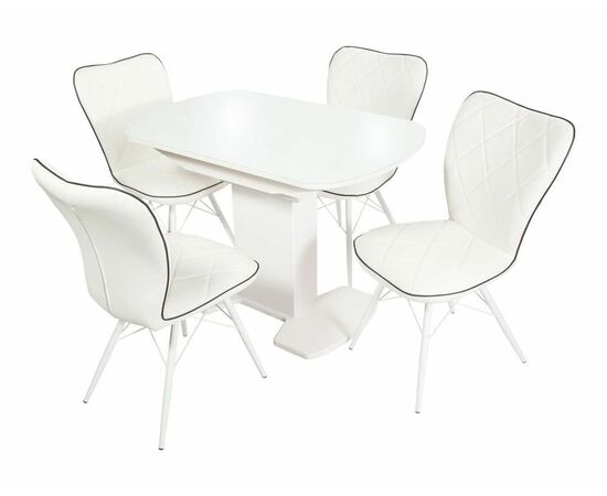 Стол Корсика, Белый матовый/Стекло белое, изображение 3 | Интернет магазин мебели и декора LifeDekor