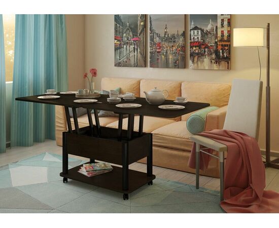 Стол-трансформер Дебют 3, Венге темный/Ножки черные, изображение 4 | Интернет магазин мебели и декора LifeDekor