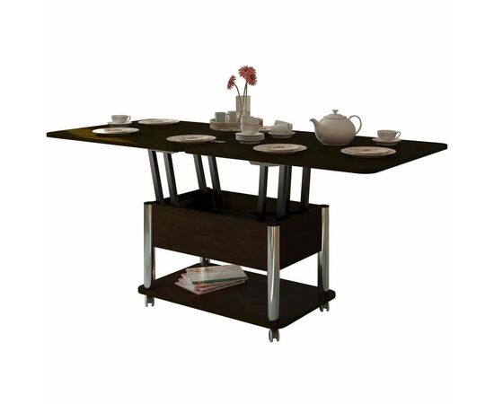 Стол-трансформер Дебют 3, Венге темный/Ножки хром | Интернет магазин мебели и декора LifeDekor