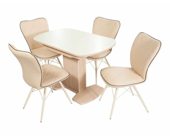 Стол Корсика,  Дуб выбеленный/Стекло молочное, изображение 5 | Интернет магазин мебели и декора LifeDekor