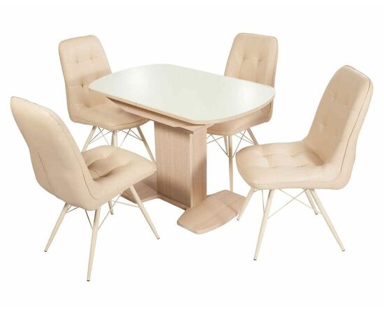 Стол Корсика,  Дуб выбеленный/Стекло молочное, изображение 4 | Интернет магазин мебели и декора LifeDekor