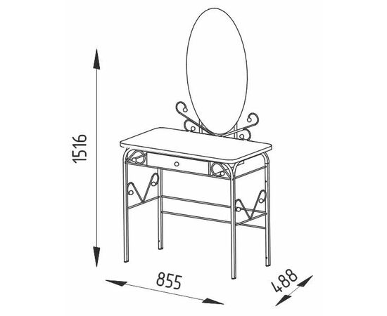 Стол дамский МК-8 с ящиком, ММД303, Черный/Орех, изображение 3 | Интернет магазин мебели и декора LifeDekor